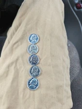 5 Natural Tonned Uncirculated 1961 Proof Strike Nickles