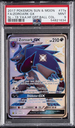 2017 POKEMON SUN & MOON SHINING LEGENDS #77A FULL ART/ZOROARK GX PSA 9