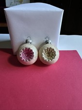 Vintage Shiny Brite Double Indent Christmas Ornaments Pink Gold Silver Mica