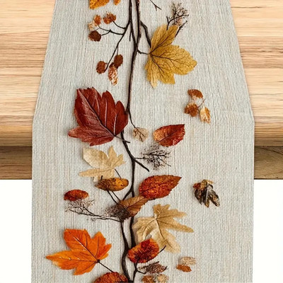 Tischläufer Herbstblätter Herbstlaub-Ranke Canvas-Leinenoptik 3 Größen Auswahl