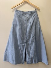 Vintage Chambray Denim Midi Bell Skirt Western Retro Cowgirl Boho Cottagecore S