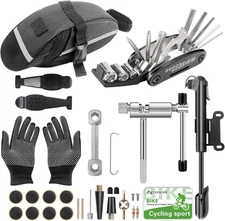 Mountain/Road Bike Tool Kit with 16-In-1 Multi-Tool, 120 PSI Mini Pump, Tire ...