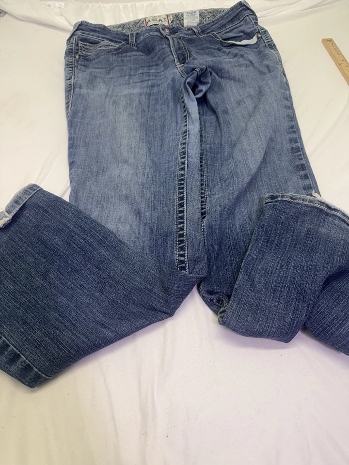 Pantalones de mezclilla Ariat para hombre 34x32 azul corte boot M4 ropa de trabajo ecuestre occidental Foto 2 de 4