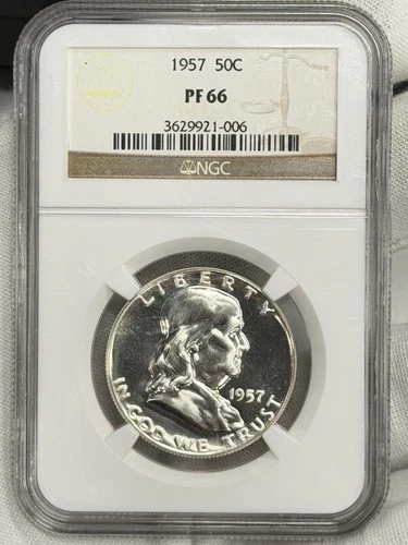 1957-P 50c Franklin Half Dollar NGC PF66 PR66 Silver Benjamin US Coin PROOF