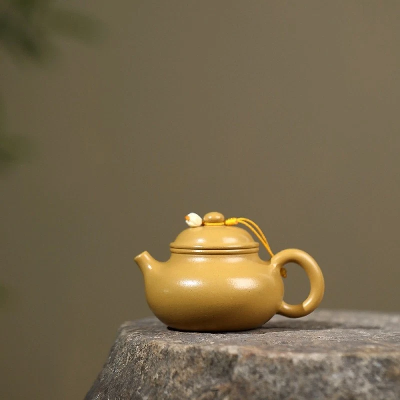 Tetera Yixing Zisha Hecha a Mano Original Arcilla Zhuni Dorada Rong Tian Tamaño Compacto Foto 4 de 4