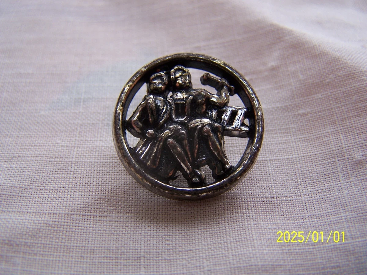Présentoir 40 bouton ancien 1900 métal or argent antique buttons sample