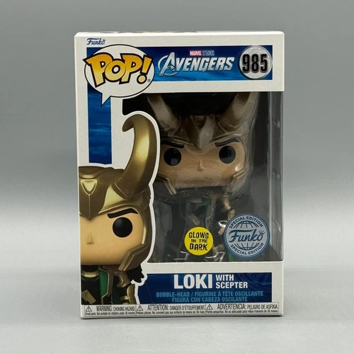 Funko Pop! Marvel #985 Loki w/ Scepter Glows Avengers Exclusive New w/ Protector