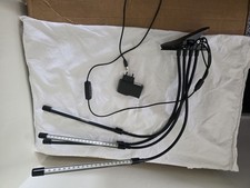 LED Clip-On Desk Lamp 4 Light Bars Flexible Gooseneck USB Push Button Black