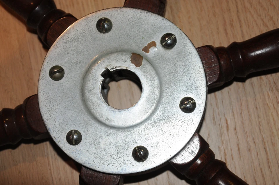 Vintage Wood Boat Ships Wheel Captions Helm Nautical Marina 27" Maritime Six Han - Image 2 of 4