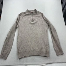 Wills Sweater Mens 2XL Oatmeal 100% Wool Mock 1/4 Neck Speckled Huckberry