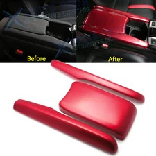 3x RED Central Console Armrest Box Cover Trim For Honda Civic 2016-2021 10th Gen