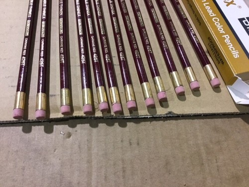 Pencils, Vintage Dixon, Erasable Thinex, Carmine Red, 425T, box of 12 Thin Lead - Picture 3 of 8