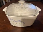 Vintage Corning purple Shadow Iris A-1 1/2-B/ 1.5 Lt Casserole Dish Glass Lid
