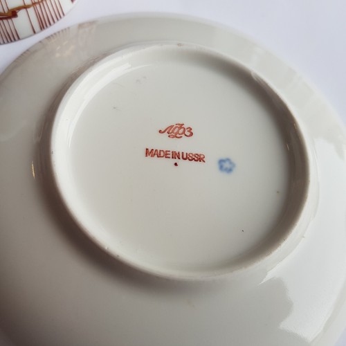 Lomonosov USSR VTG Soviet Ceramic Tea Mug Cup & Saucer Folk Art Leningrad scarce - Picture 13 of 20