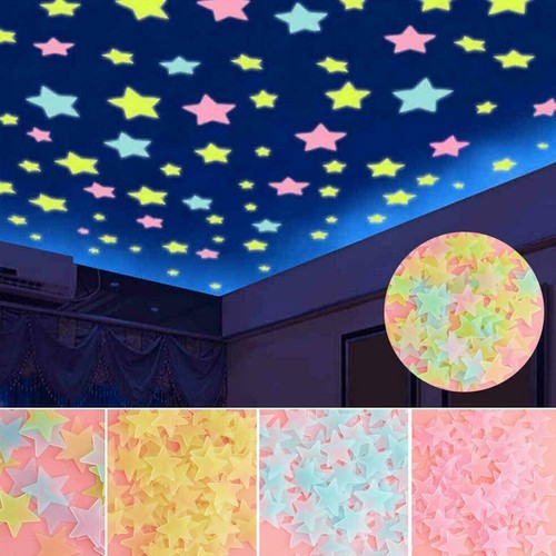 100 Pcs 3D Wall Glow In The Dark Stars Stickers Kids Nursery Room DIY Hot P0 - Picture 12 of 14