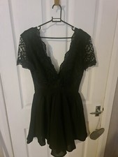 Black V neck lace little black dress Skater tulle taylor swift size 8 LBD Prom