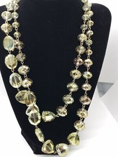 KENNETH COLE SMOKEY LIGHT GREEN GOLDEN FACETED GLASS BEAD NECKLACE NO CLASP 42