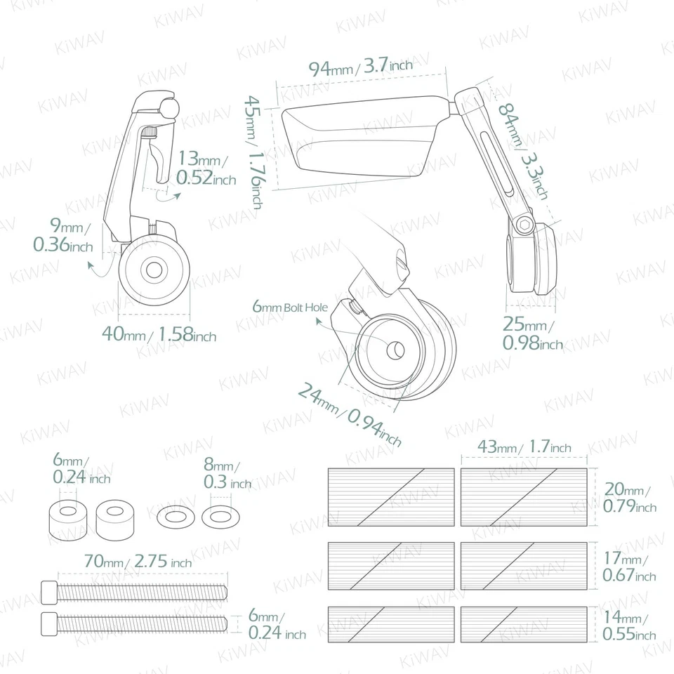 Bar end mirrors pair heavy weight Leap slim for Indian Scout Bobber Sixty 20-24 — 第 2/4 张图片