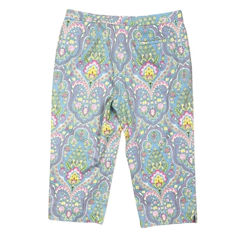 Pantalones capri de golf para mujer EP Pro azul cachemir y estampado floral talla 14 Foto 2 de 4
