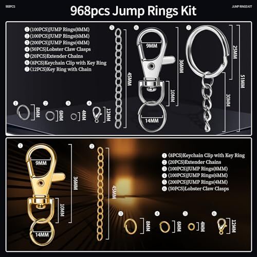Jump Rings, 968pcs Jump Rings for Jewelry Making, Jewelry Making Supplies, - Picture 2 of 7