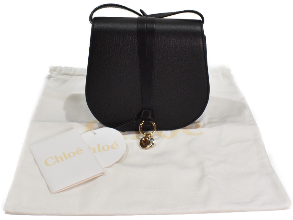 【CHLOE】ALPHABET SHOULDER BAG Chloe Alphabet Small Saddle Bag Shoulder bag Black Grained