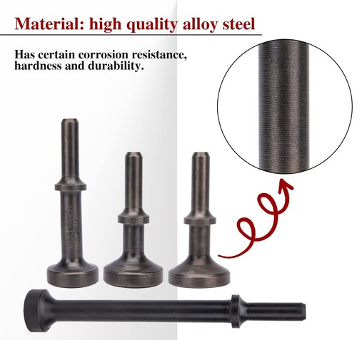 5Pcs Smoothing Air Hammer Bits Set Extended Pneumatic Chisel Tool Kit w/ Spring - Picture 4 of 7
