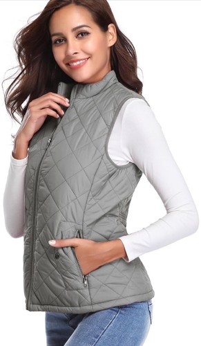 Short Vest Women Pockets Stand Collar Sleeveless Coat Waistcoat - Picture 2 of 4