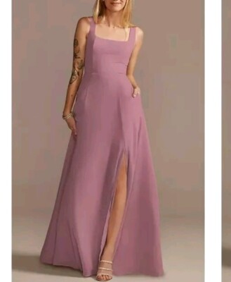 David's bridal SQUARED TANK LACE UP BRIDESMAID DRESS COLOR: QUARTZ 8 | eBay