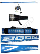 kit set canna bolognese agon 7m + mulinello teben da pesca mare lago fiume carpa