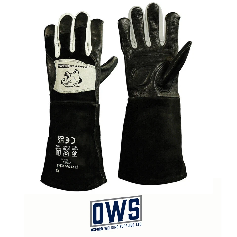 Parweld Panther BLACK MIG Gauntlets Goat Skin Soft Leather Gau Size 10 XL P3833
