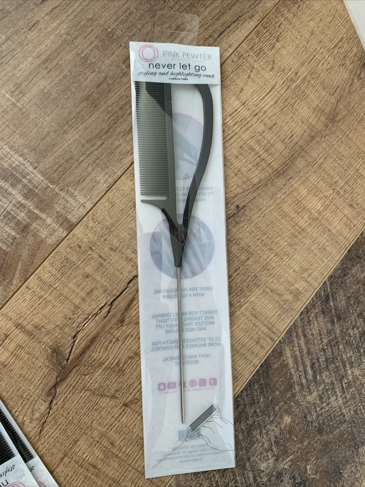 Pink Pewter Authentic "Never Let Go" Carbon Fibre Professional Styling Comb New - Image 2 of 3