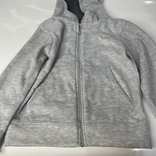 Zip Hoodie Boys Polyester Fleece Hooded Sweatshirt Kids Light Gray Size 10/12