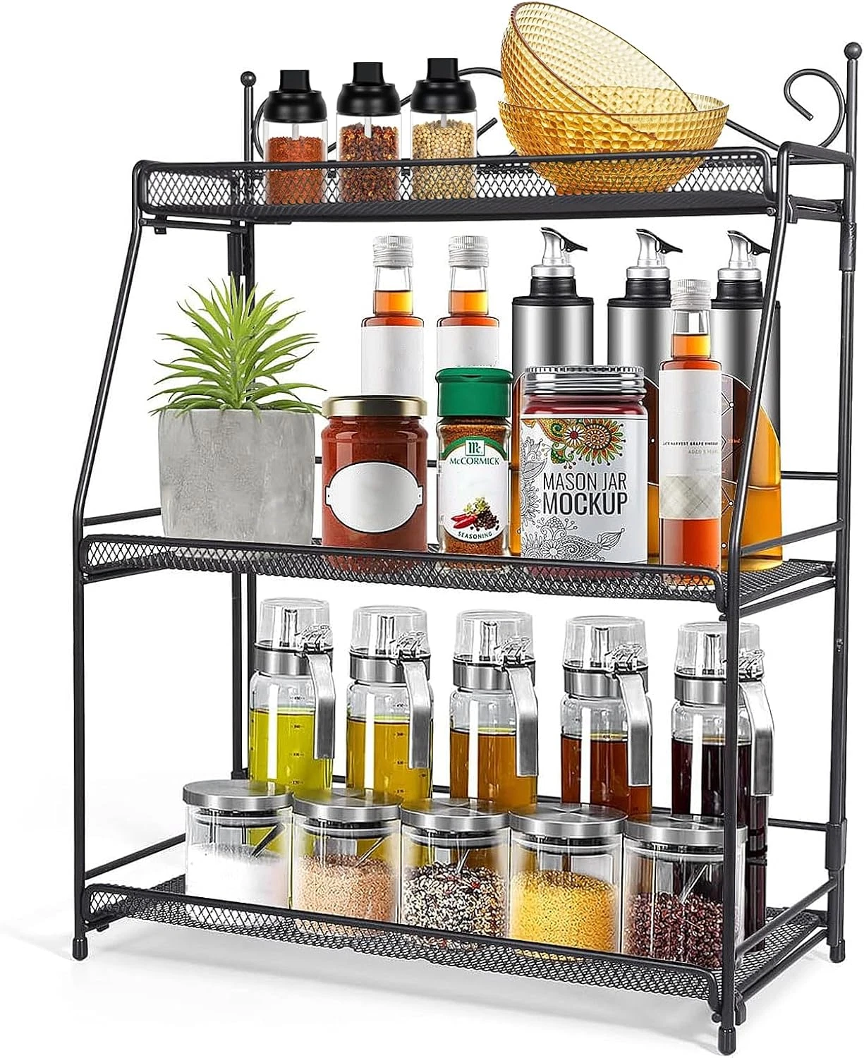 3 Tier Spice Rack Counter Organizer for Kitchen & Bathroom Storage for Makeup
Opens in a new window