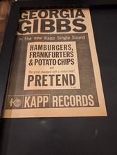 Georgia Gibbs Hamburgers Frankfurters Potato Chips Rare Promo Poster Ad Framed!