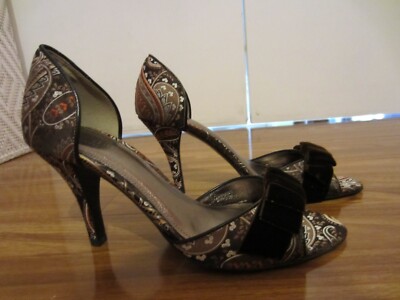 JCREW ELEANOR SILK HEELS SHOES 6M PAISLEY PATTERN BRAND NEW