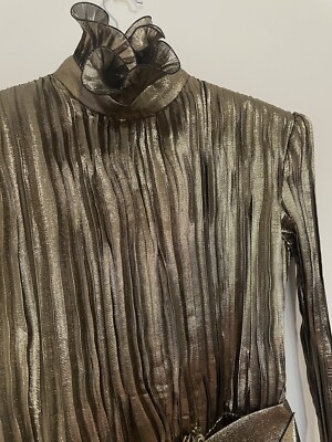 ANDREW GN Women's Metallic Silk-blend Mini Dress In Gold $4245 size 8 FR 40  | eBay