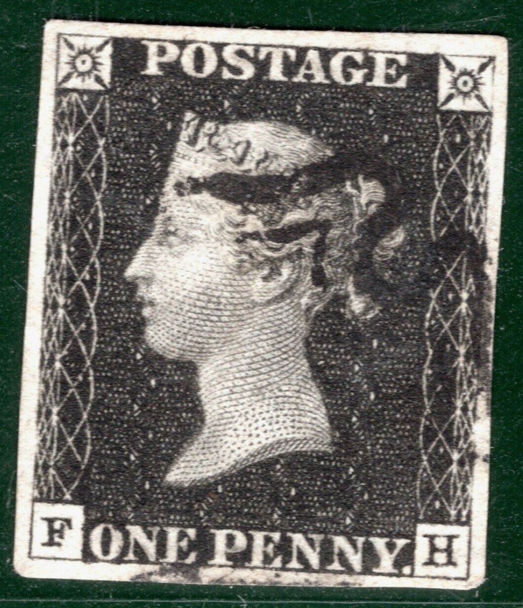 イギリス 使用済み切手 ONE PENNY BLACK ビキトリア Penny Black - Wikipedia