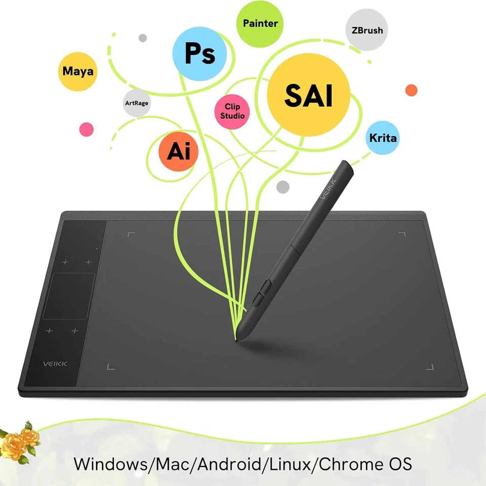 A30 Drawing Tablet, 10x6 Inch Graphics Tablet with 8192 Levels Battery - Image 2 of 4