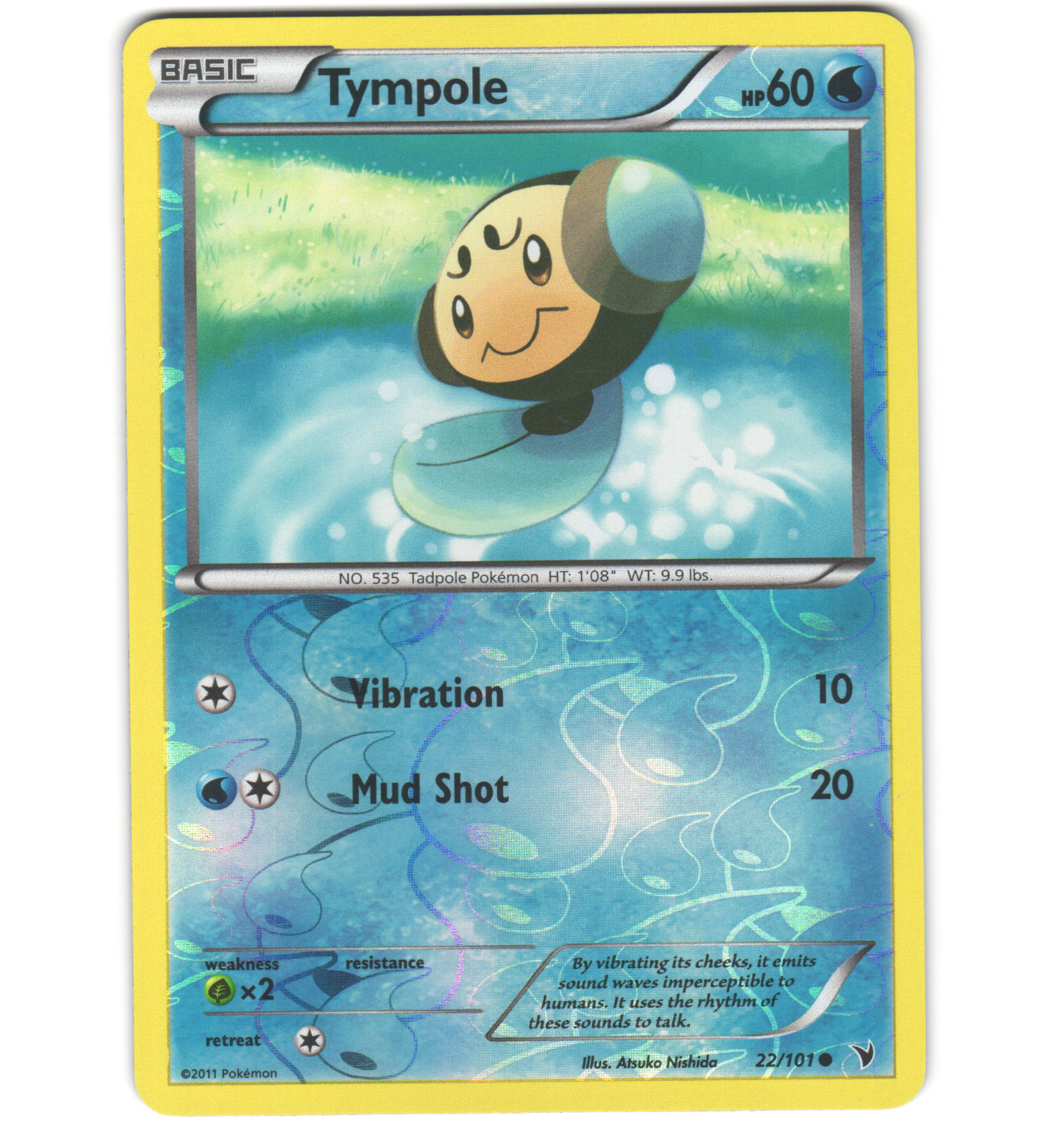 Pokemon 2011 Light Play Tympole Noble Victories REVERSE 22/101 Card