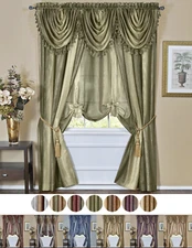 Ombre Crushed Satin Sheer Window Curtains & Valances - Assorted Colors & Sizes