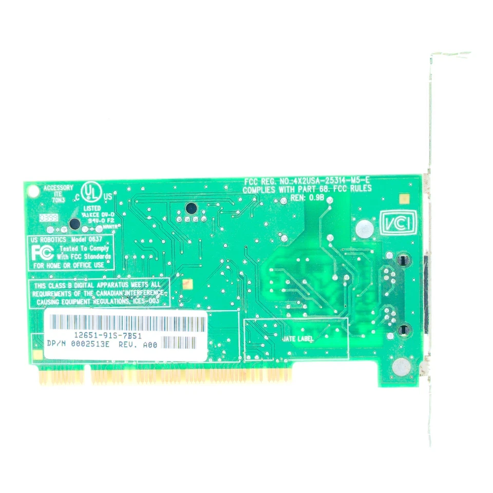 US Robotics 0637 56K PCI Modem 3Com, DP/N 0002513E REV.A00 - Image 2 of 2