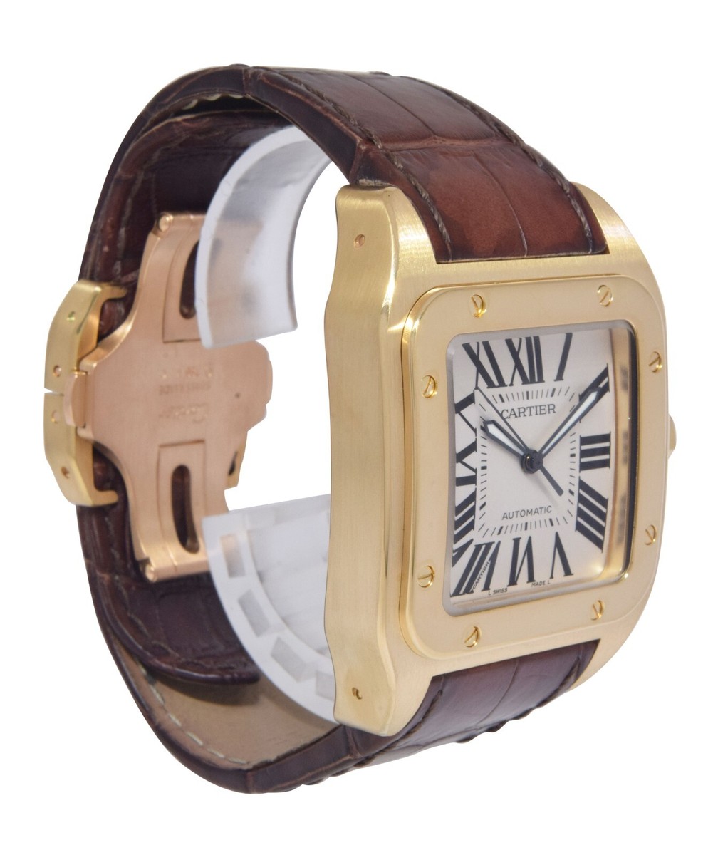 Cartier Santos 100 XL 18k Yellow Gold Mens Automatic Watch
