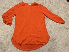 Pleione Womens Shirt Size Small Red V Neck Soft Comfort Classic