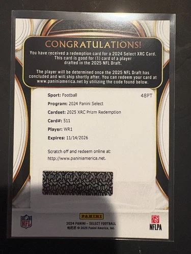 2025 Panini Select XRC WR1 Travis Hunter