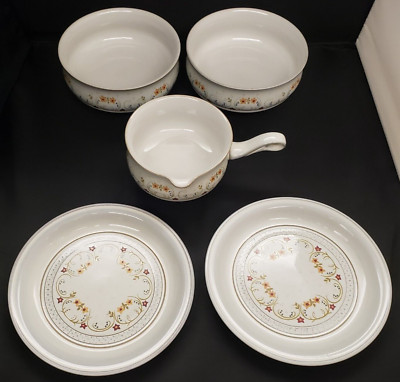 Denby Avignon 5 Pieces Made England 2 B & B Plates 2 Cereal Bowls 1 Gravy Boat