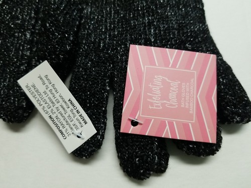 Lote de 2 guantes exfoliantes de carbón infundidos con ducha de baño de bambú - Imagen 8 de 10