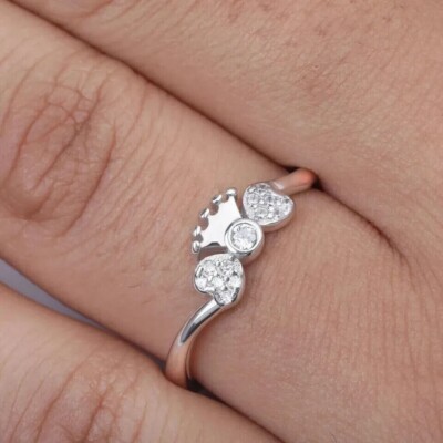 Heart Crown Women Wedding Ring 2Ct Round Lab Created Diamond 14K White Gold Over