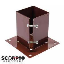 Fence Post Support to Bolt Down Shoe Post Holder 3"x3" / 4"x4" Bolt Grip Brown
