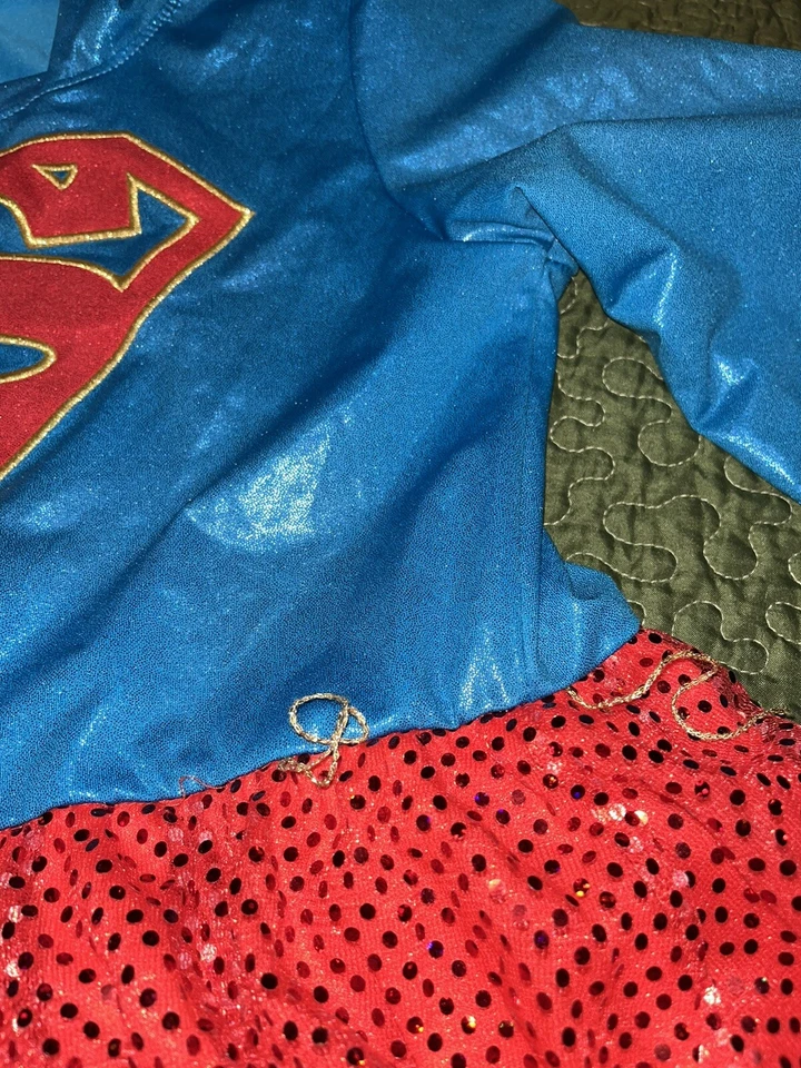 DC Comics Superman Kids Supergirl Halloween Costume Hooded Dress 14-16 Cosplay - Image 4 of 4