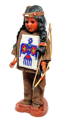 Indianer Indianer Puppe Jägerin Bogen Pfeile Donnervogel Perlen Schlafauge